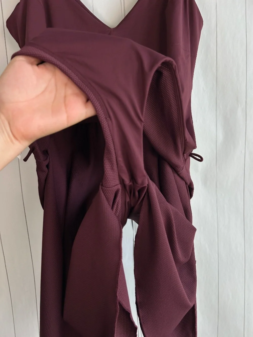 Spanx plus size 2X pike shaping swim dress burgundy v-neck UPF 50+ no padding - Picture 6 of 11